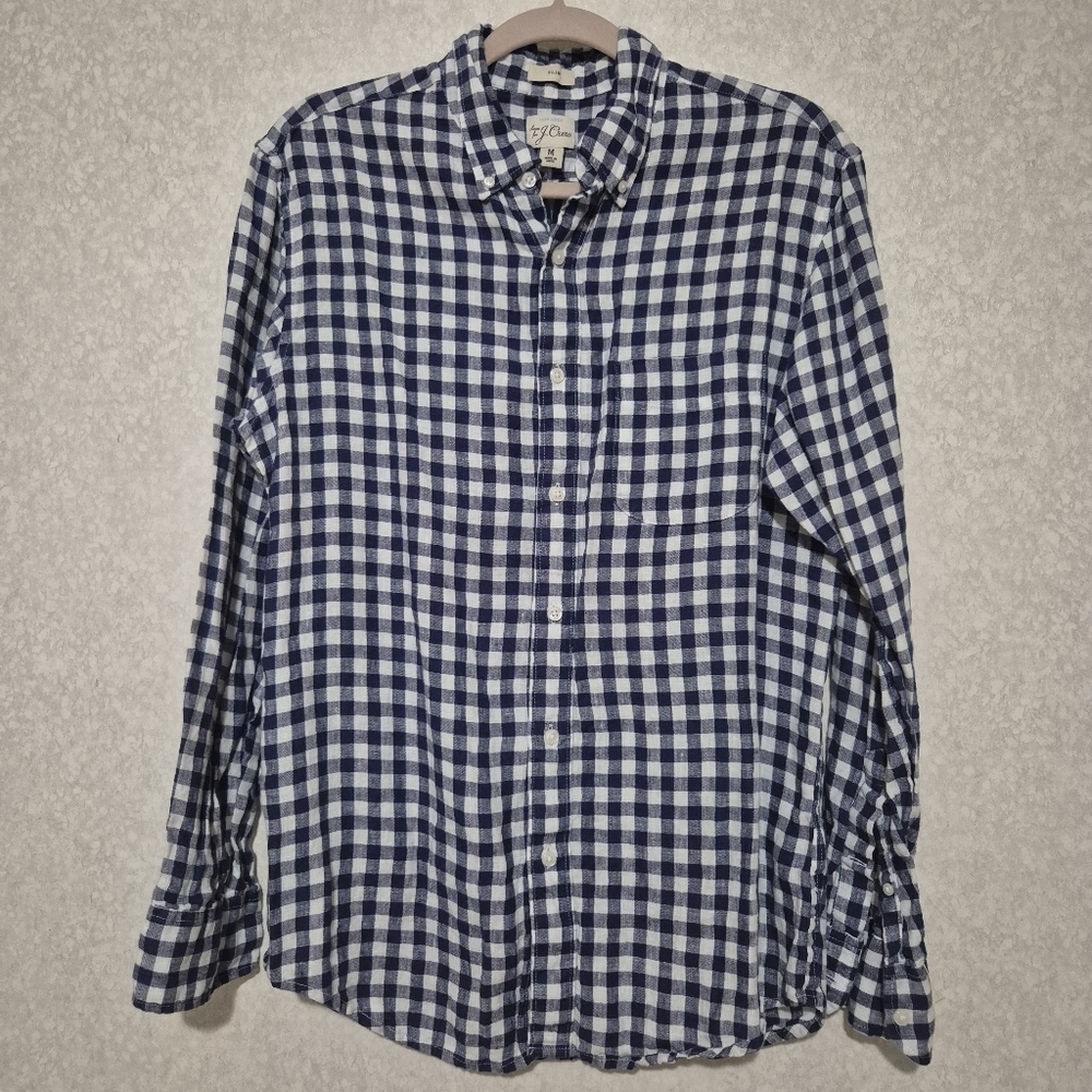 J,CREW Men's Blue Checkered Shirt...SIZE:M